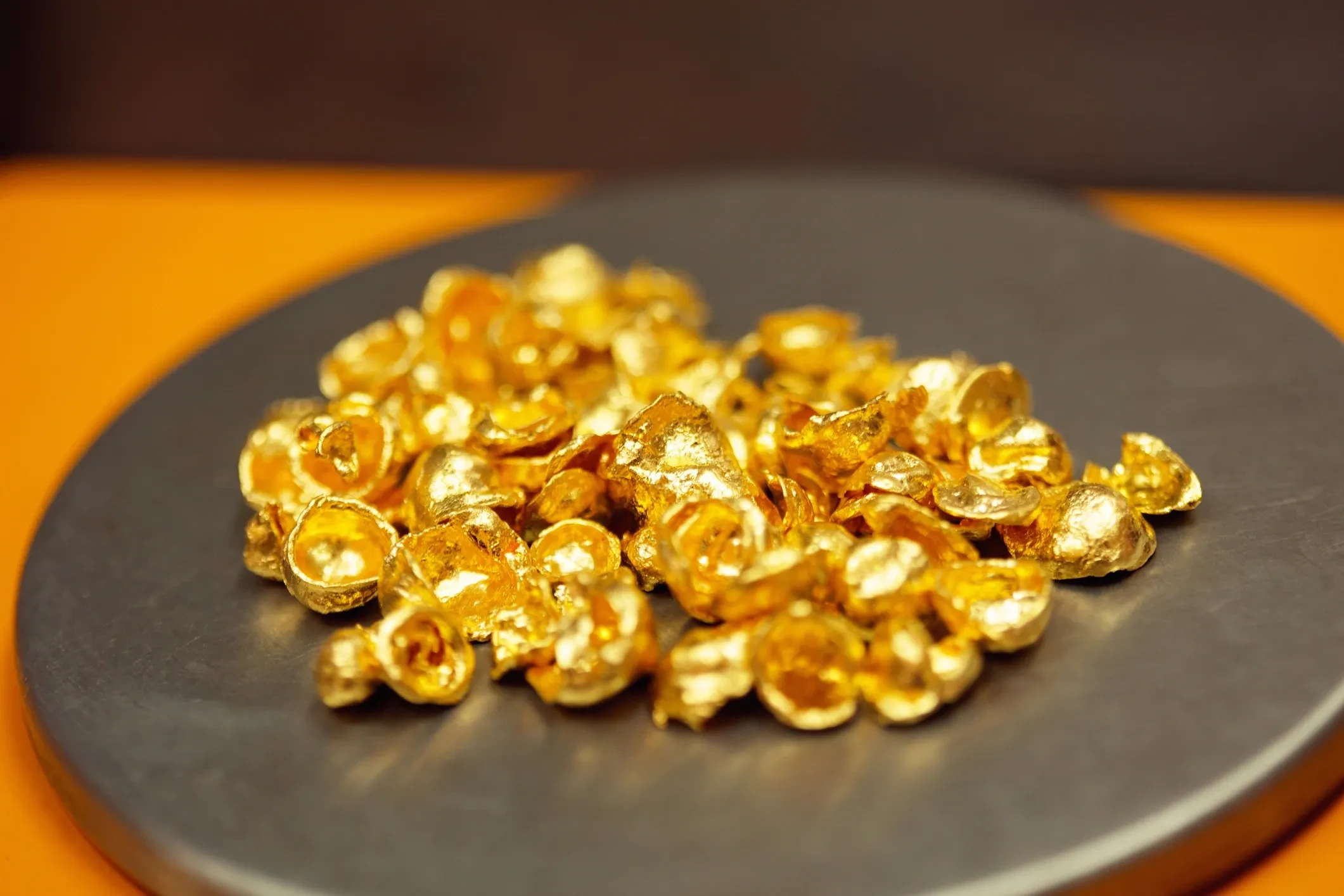 Gold nuggets on a scale — physical gold trading
